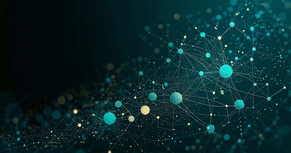 Abstract visualization of interconnected microservice dependency nodes