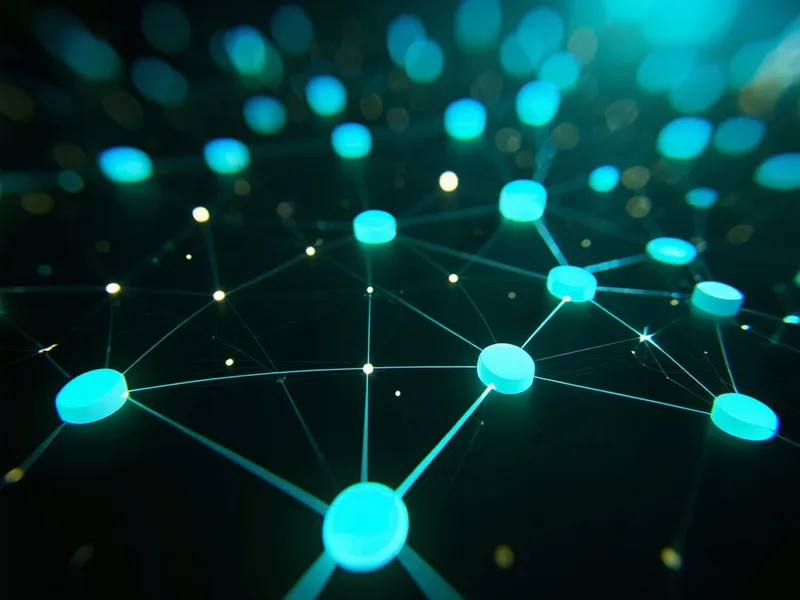 Abstract visualization of a microservice dependency graph with service nodes and directional edges